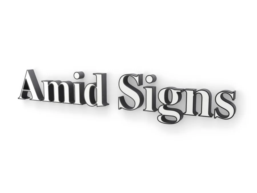 Front-lit letters on white background