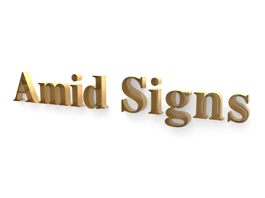 Open-face neon letters on white background